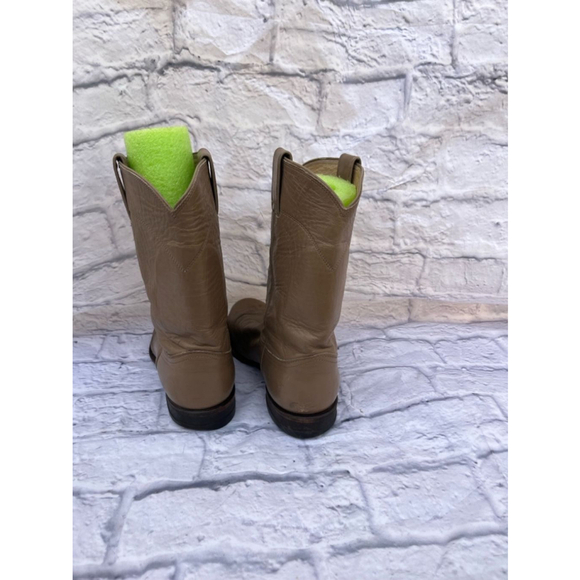 Men's Justin Beige Leather Cowboy Boots Size 7.5 - Picture 4 of 9